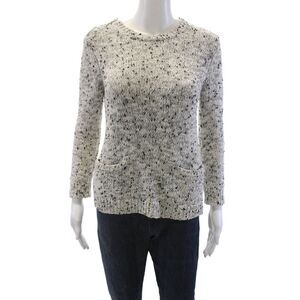 Rebecca Taylor Womens Cotton Long Sleeve Medium Knit Sweater Gray Size XS